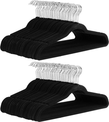 Amazon Basics Slim Velvet, Non-Slip Suit Clothes Hangers, Pack of 100