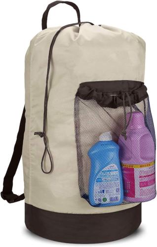 Laundry Bag with Shoulder Straps and Mesh Pocket 