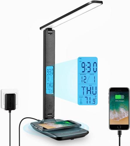 Desk Lamp, LED Desk Lamp with Wireless Charger, USB Charging Port